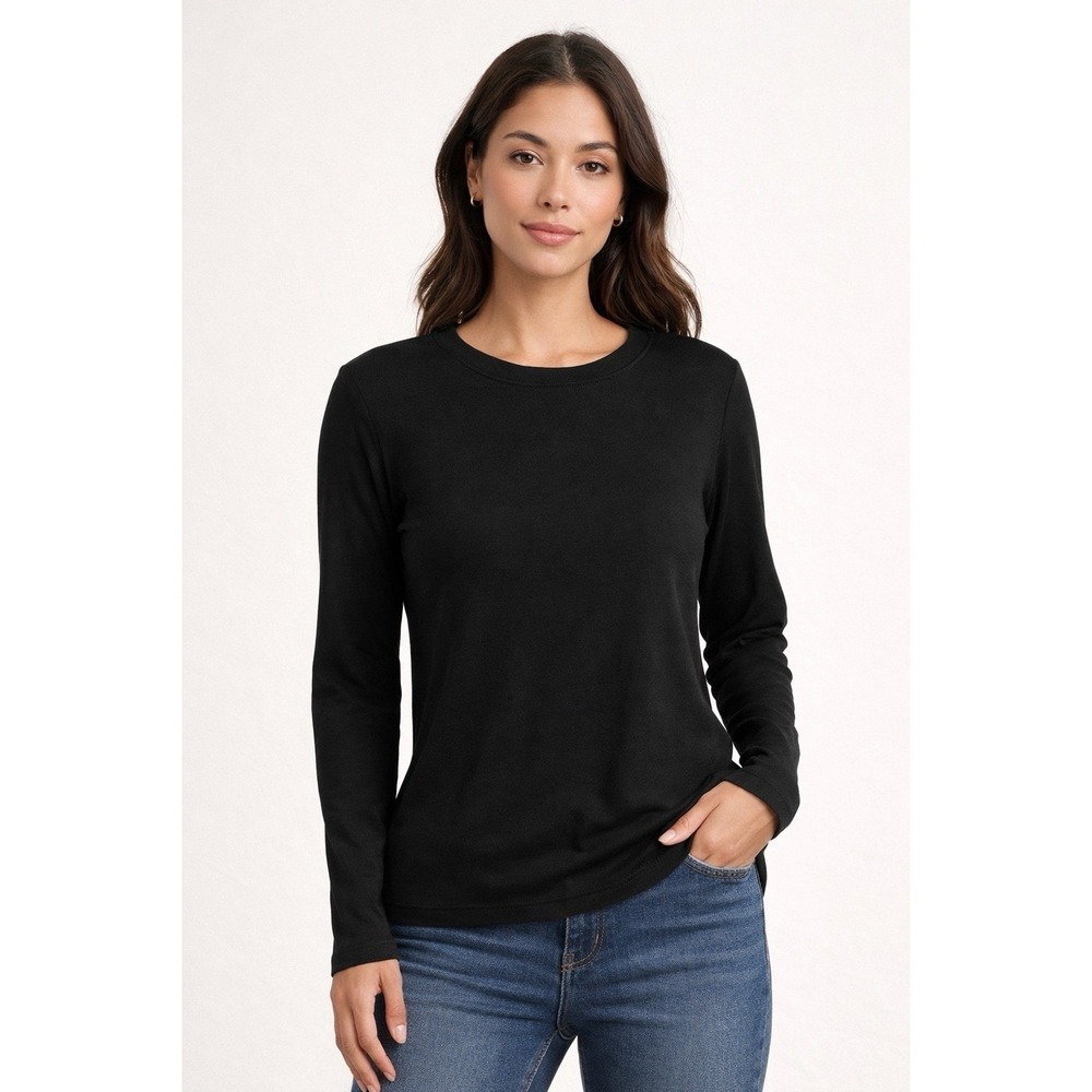 OGL Move Black‎ Long Sleeve Top NWT Size XL Minimalist Stretch Knit